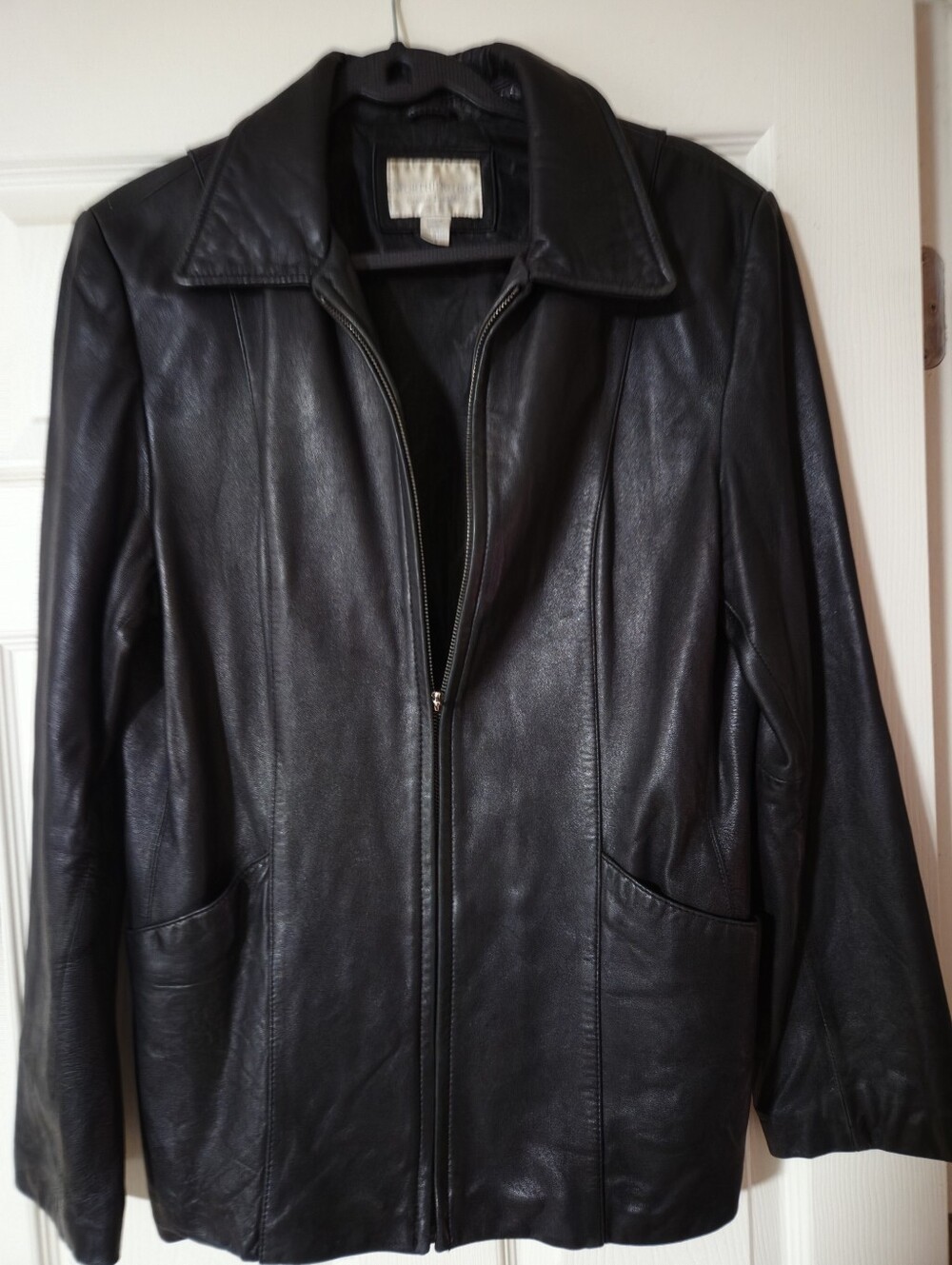 Worthington Black Lambskin Leather Jacket Label